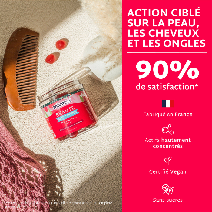 Pack Gummies Beauté SANS SUCRES | Améliore peau, cheveux et ongles | 4 x 21 jours