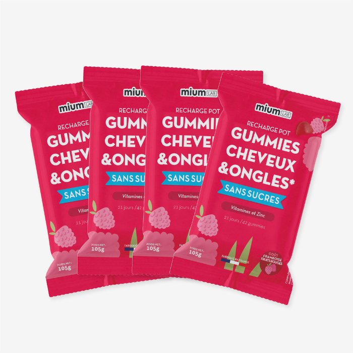 Pack 4 éco-recharges CHEVEUX ET ONGLES | Force et brillance | 4 x 21 jours