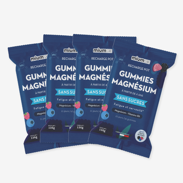 Pack 4 éco-recharges MAGNÉSIUM | Réduit la fatigue et la nervosité | 4 x 21 jours