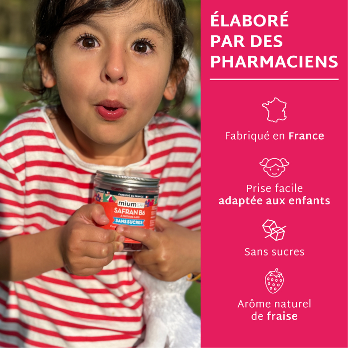 Gummies SAFRAN B6 FRAISE | Calme et concentration | 42 jours 🧒