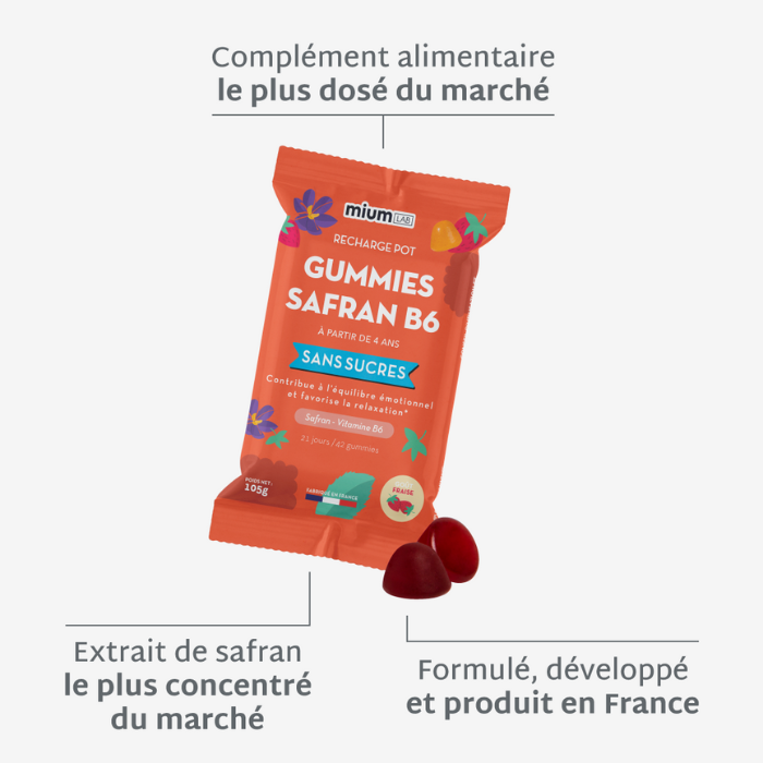 Éco-recharge SAFRAN B6 FRAISE | Calme et concentration | 42 jours 🧒