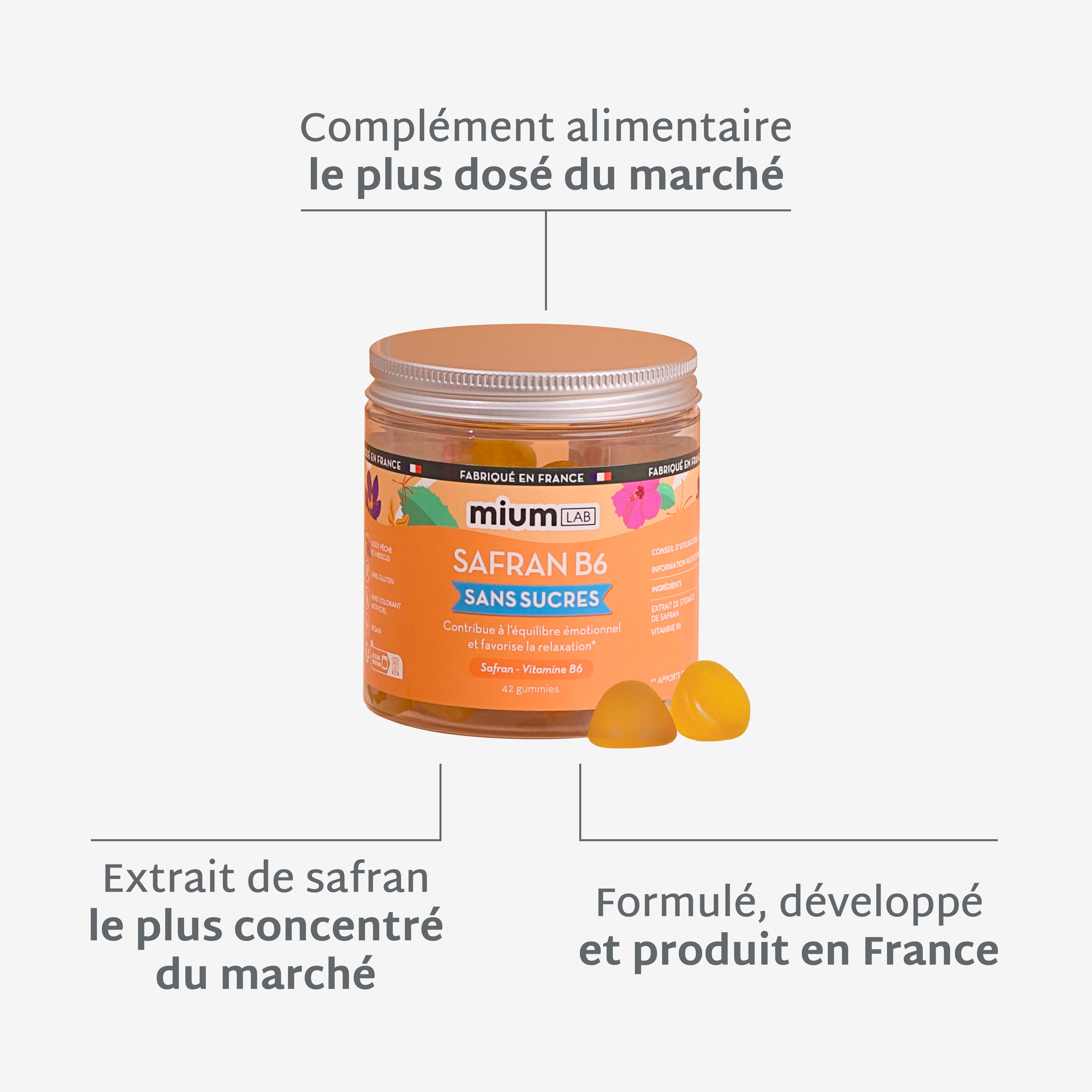 Gummies SAFRAN B6 SANS SUCRES | Équilibre émotionnel | 21 jours 🔬