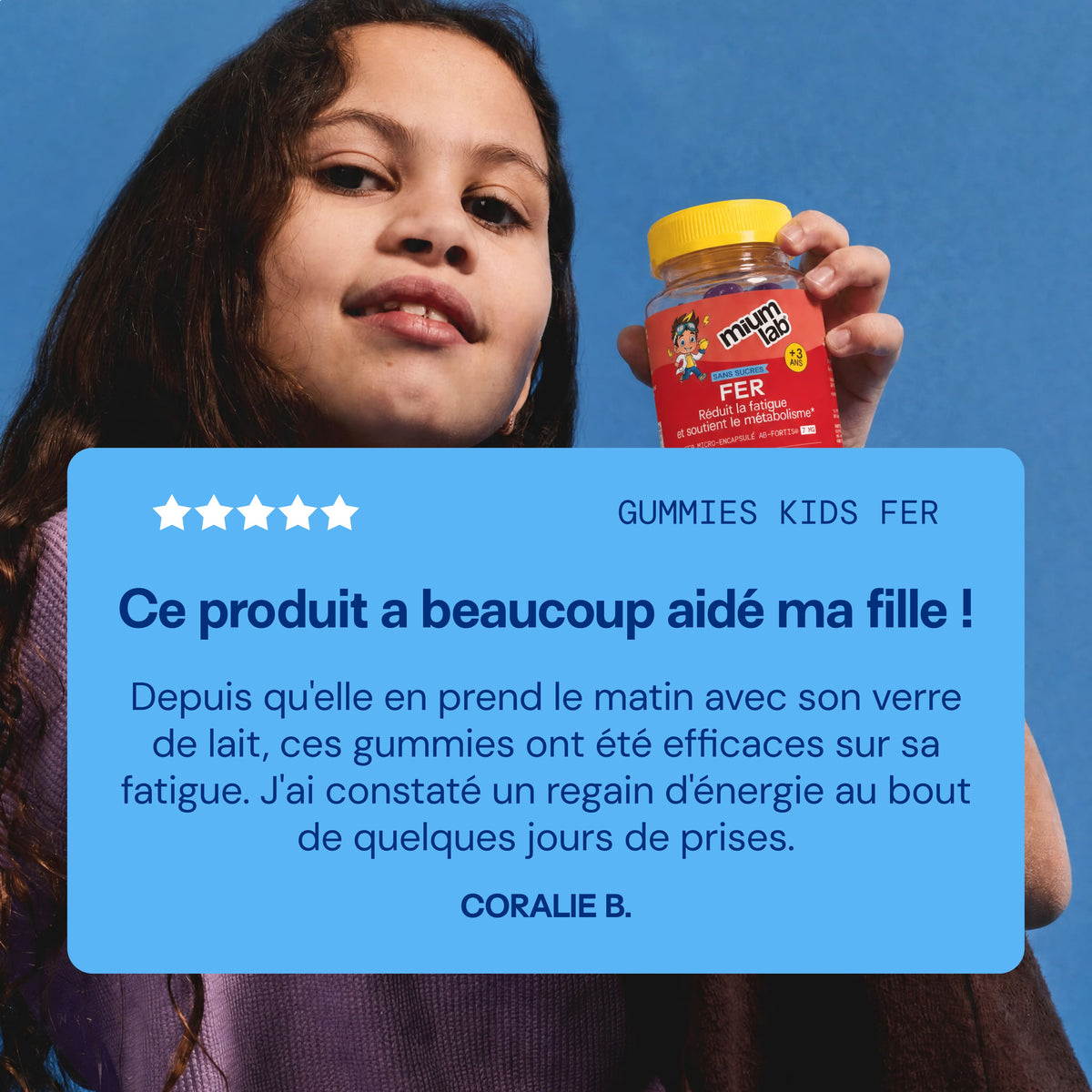 Gummies FER SANS SUCRES ENFANTS | Vitalité & réduction de la fatigue | 30 jours 🧒
