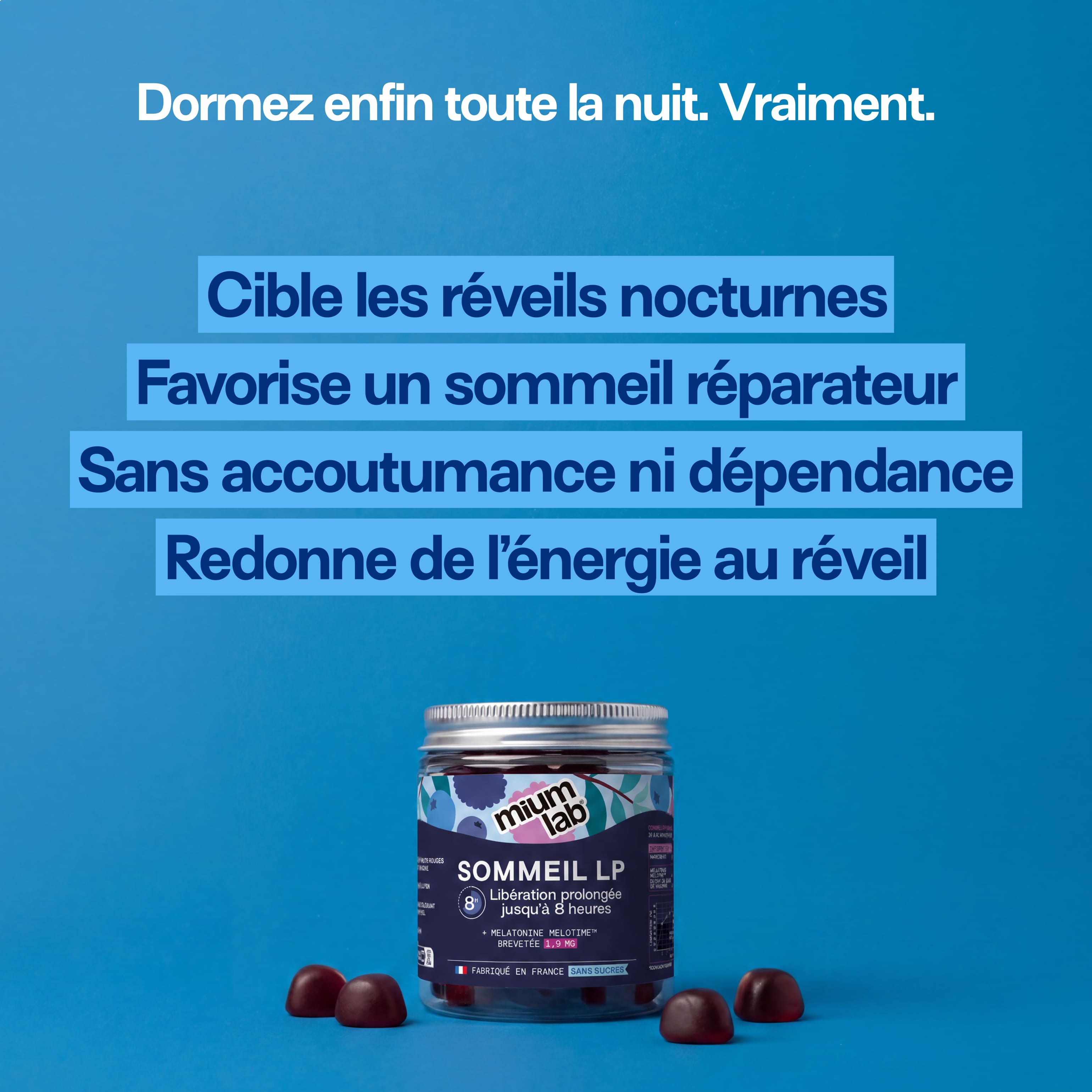 Gummies SOMMEIL LIBÉRATION PROLONGÉE | Réduit les réveils nocturnes | 21 jours 🔬