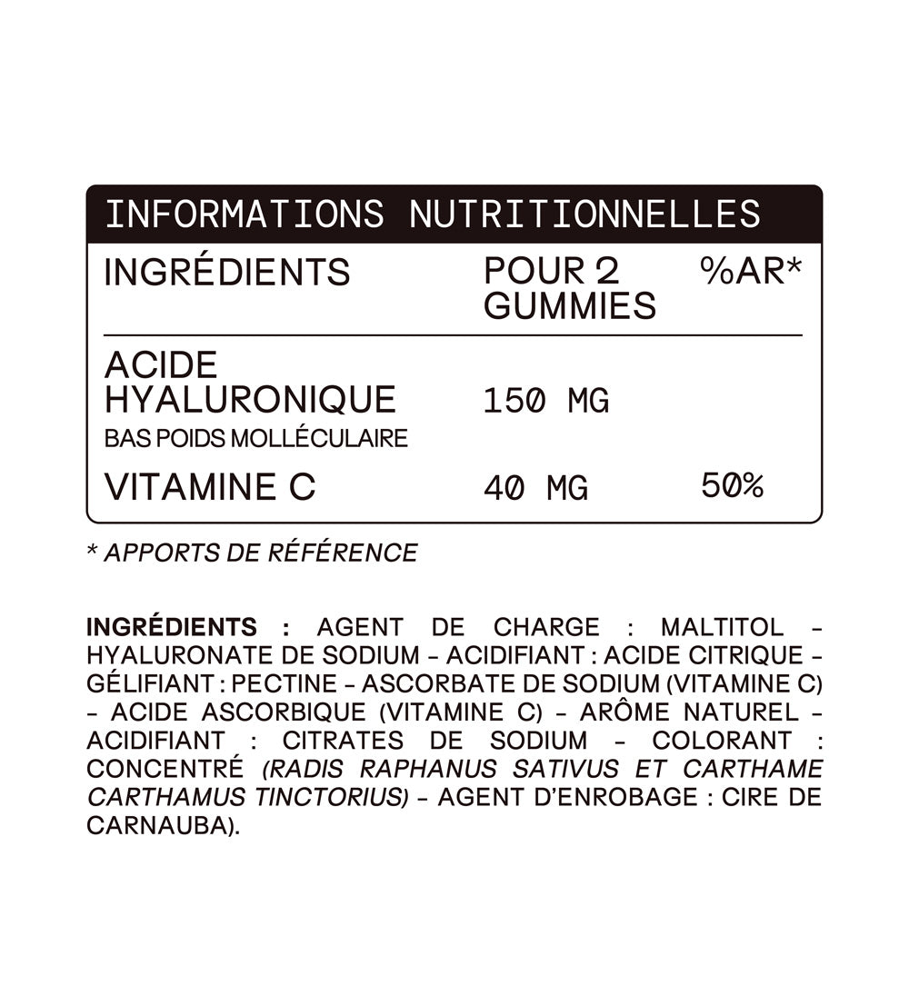 Gummies Acide Hyaluronique SANS SUCRES | Hydrate la peau | 21 jours