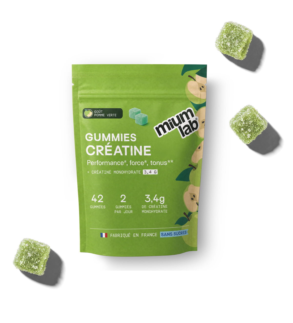 Gummies CRÉATINE POMME VERTE SANS SUCRES | Performance à l&