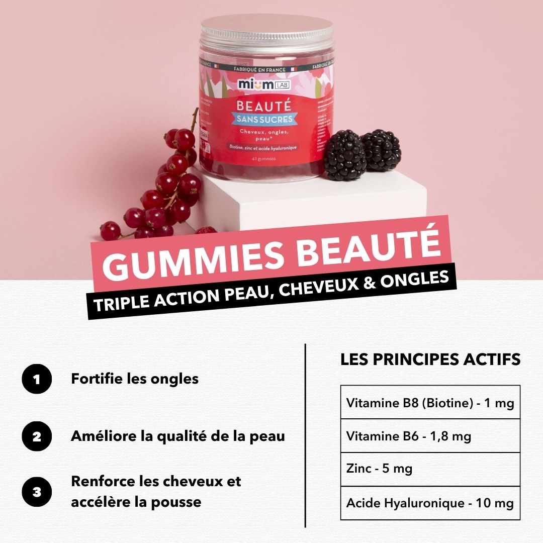 Pack Gummies Beauté SANS SUCRES | Améliore peau, cheveux et ongles | 4 x 21 jours