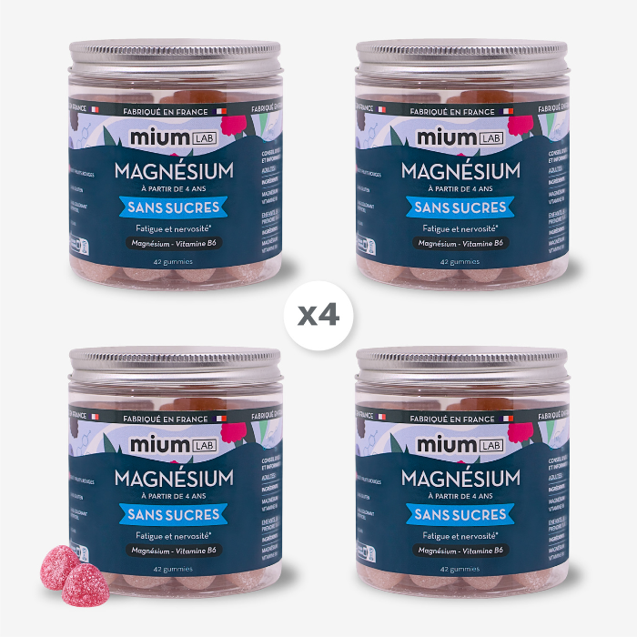 Pack Gummies MAGNÉSIUM SANS SUCRES | Fatigue et nervosité | 4 x 21 jours