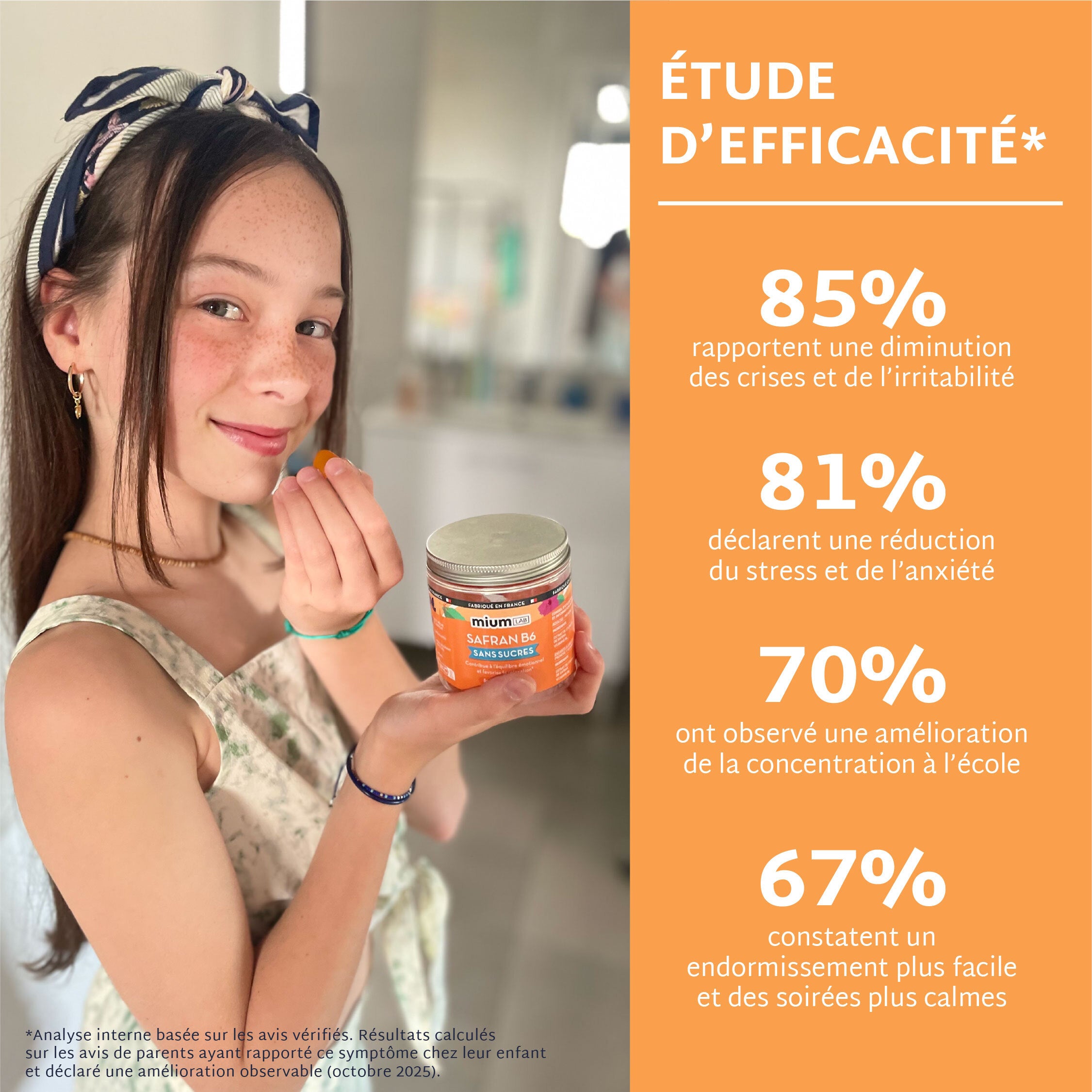 Gummies SAFRAN B6 SANS SUCRES | Calme et concentration | 42 jours 🧒