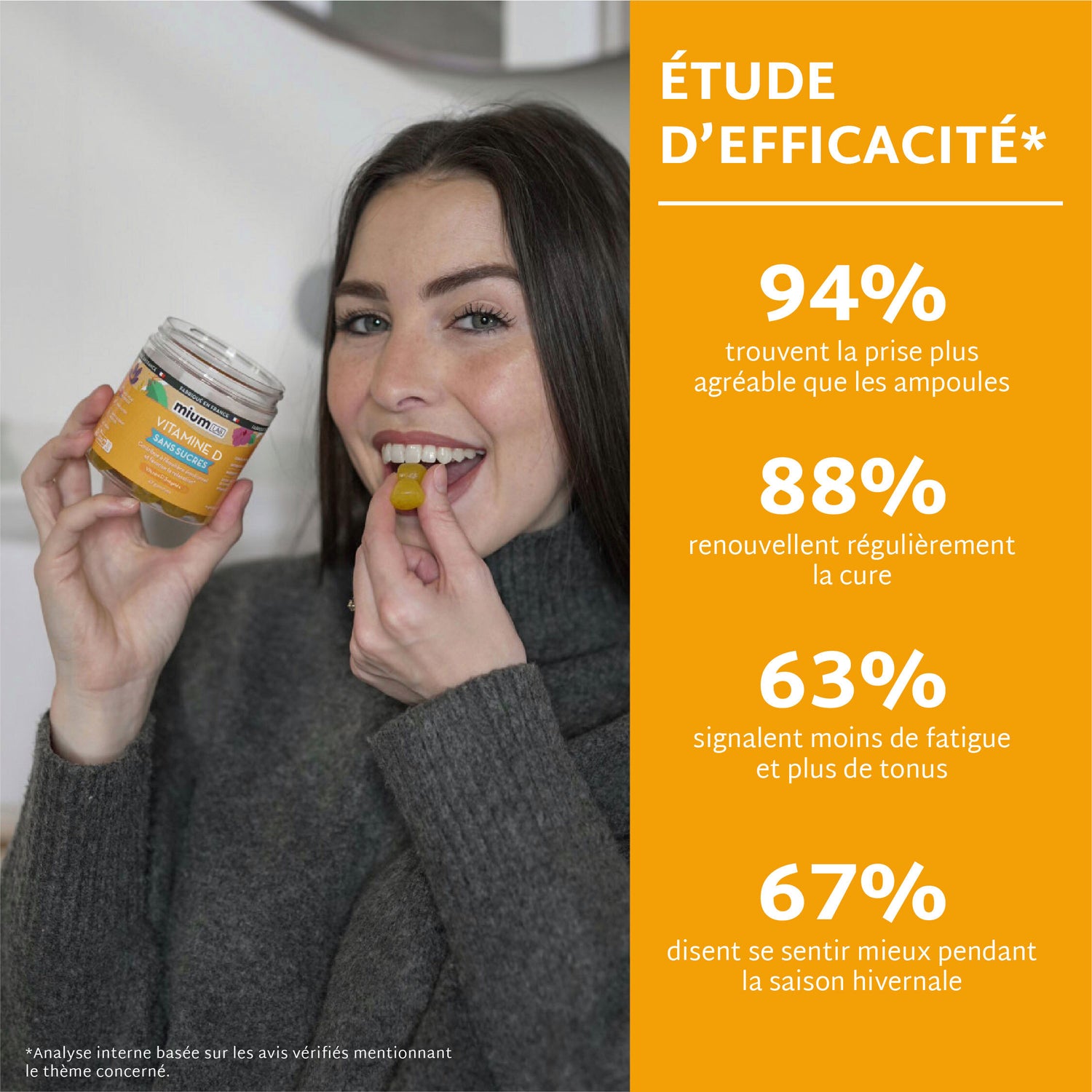 Gummies VITAMINE D SANS SUCRES | Tonus musculaire | 21 jours