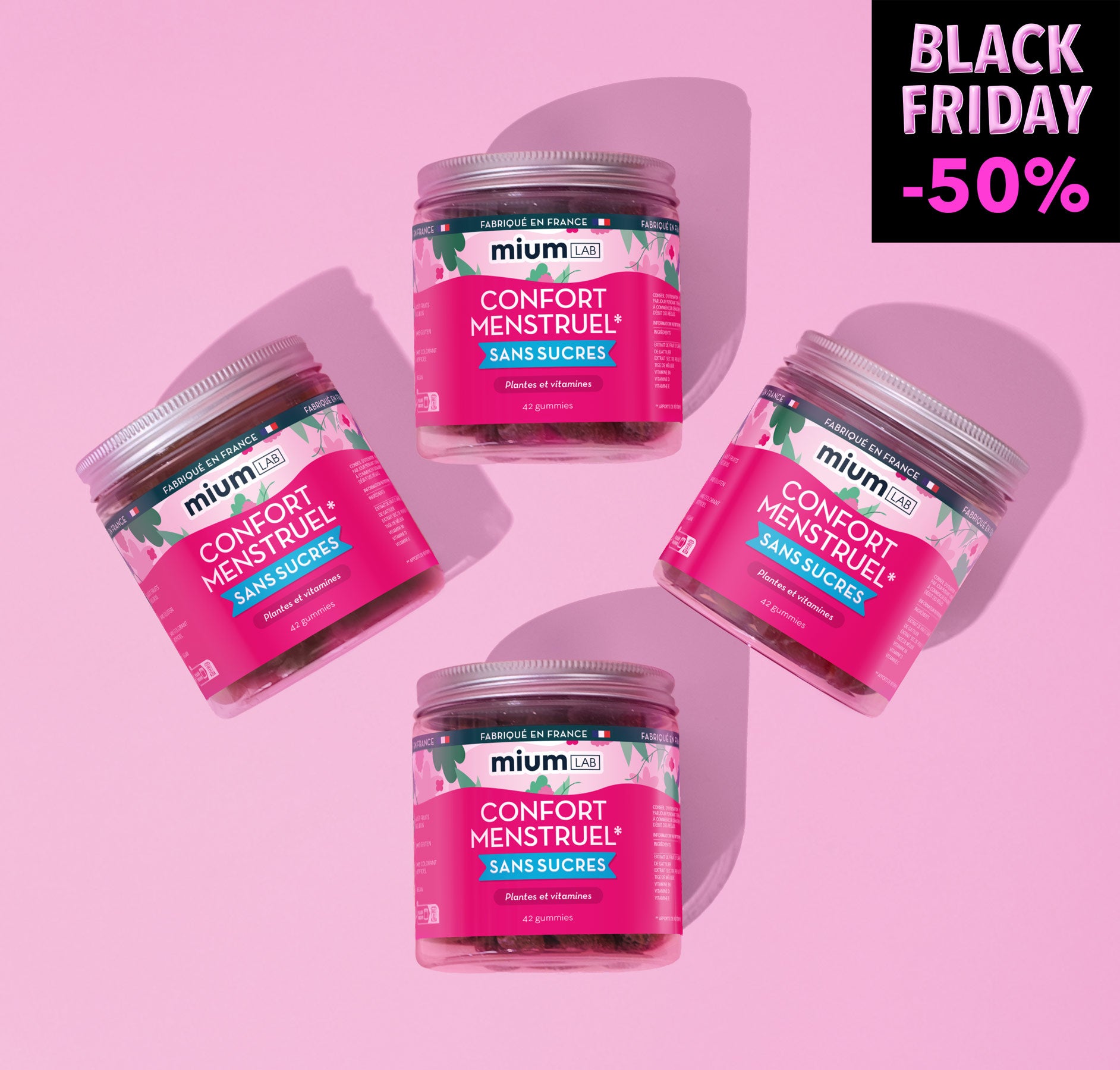 🏴 Pack Gummies Confort Menstruel | Soulage le syndrôme pré-menstruel | Cure complète 3 mois