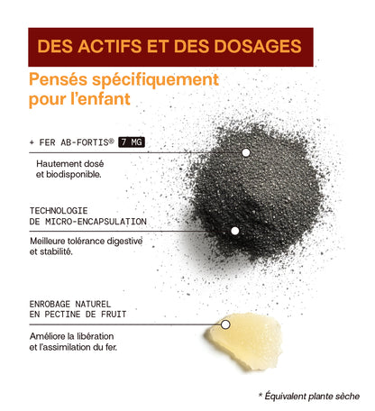 Gummies FER SANS SUCRES ENFANTS | Vitalité &amp; réduction de la fatigue | 30 jours 🧒