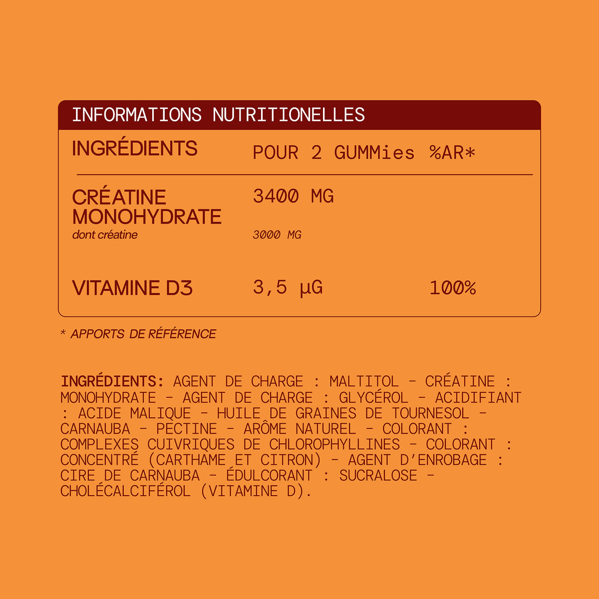 Gummies CRÉATINE ORANGE-PÊCHE SANS SUCRES | Performance à l&
