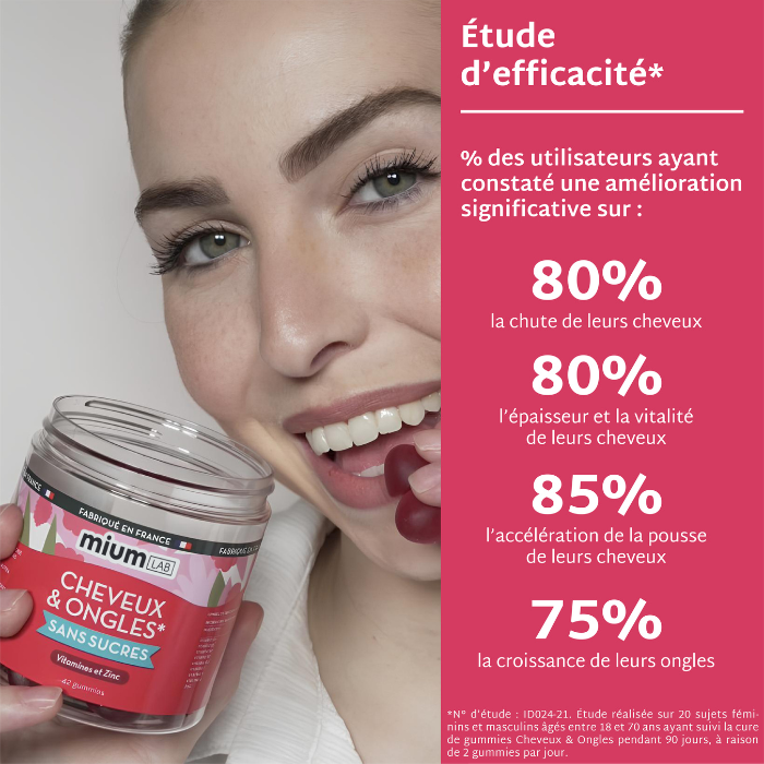 Gummies Cheveux et Ongles SANS SUCRES | Apporte force et brillance | 21 jours