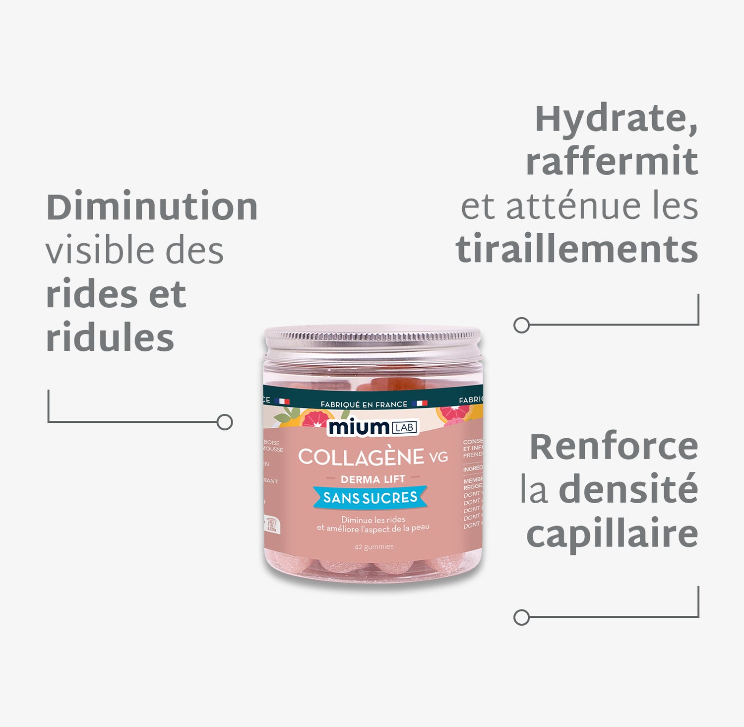 Pack Gummies Collagène VG SANS SUCRES | Hydrate &amp; raffermit la peau | 3 mois