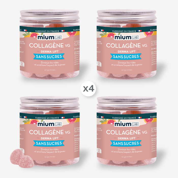 Pack Gummies Collagène VG SANS SUCRES | Hydrate & raffermit la peau | 3 mois