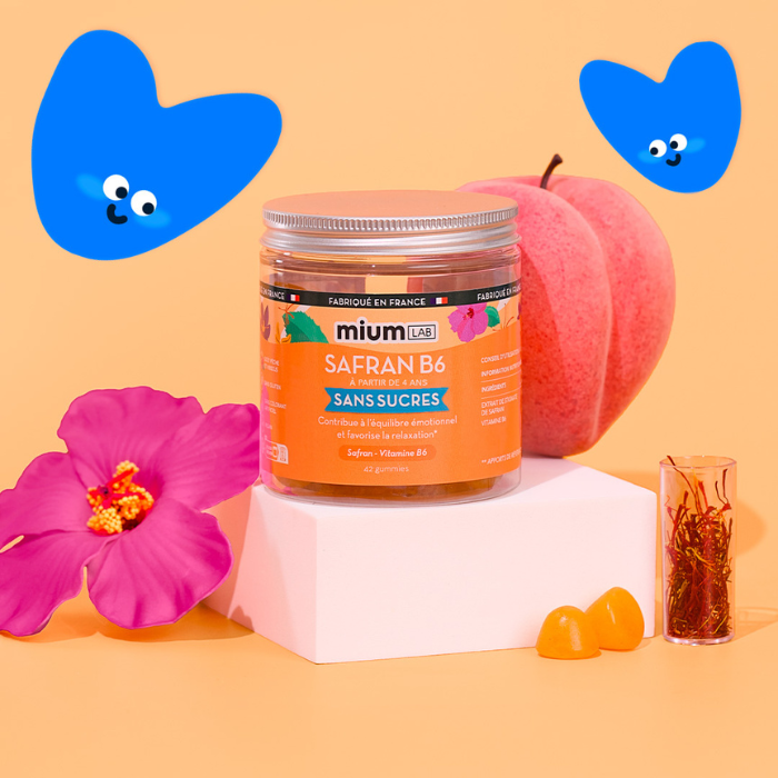 Gummies SAFRAN B6 SANS SUCRES | Calme et concentration | 42 jours 🧒