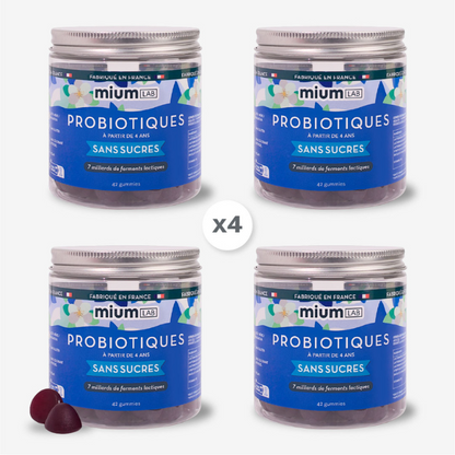 Gummies PROBIOTIQUES SANS SUCRES | Confort digestif | Pack de 4 x 21 jours