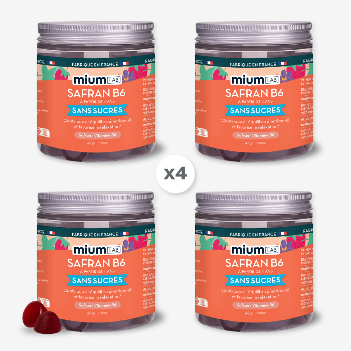 Gummies SAFRAN B6 FRAISE | Calme et concentration | Pack 4 x 21 jours 🧒