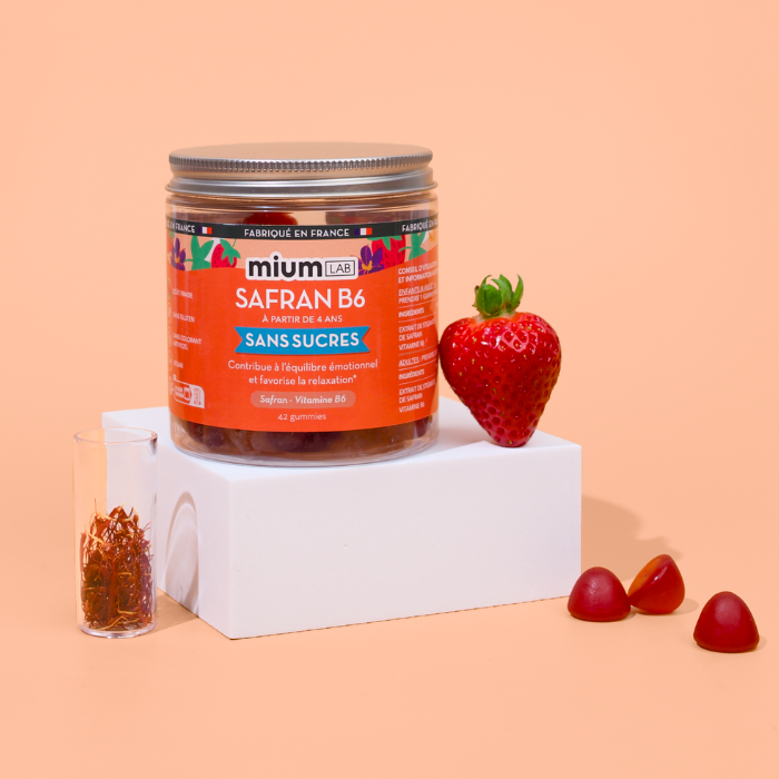Gummies SAFRAN B6 FRAISE | Calme et concentration | 42 jours 🧒