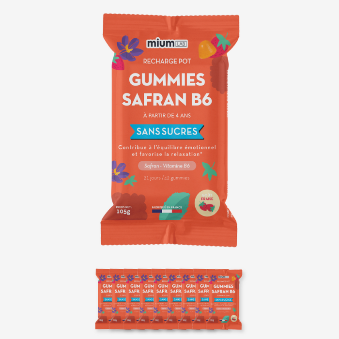 Éco-recharge SAFRAN B6 FRAISE | Calme et concentration | 42 jours 🧒