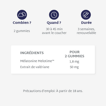 Gummies SOMMEIL LIBÉRATION PROLONGÉE | Réduit les réveils nocturnes | 21 jours
