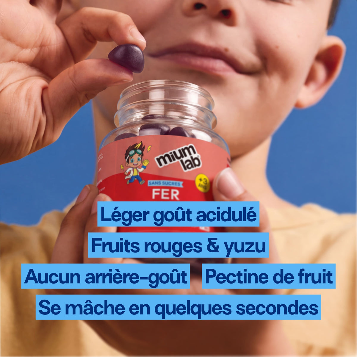 Gummies FER SANS SUCRES ENFANTS | Vitalité &amp; réduction de la fatigue | 30 jours 🧒