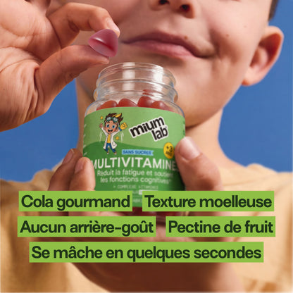 Gummies Multivitamines PIK Enfants SANS SUCRES | Énergie stable &amp; 10 vitamines essentielles | 30 jours