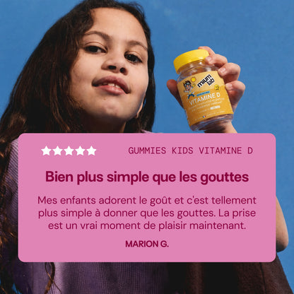 Gummies VITAMINE D SANS SUCRES ENFANTS | Immunité &amp; croissance osseuse | 30 jours 🧒