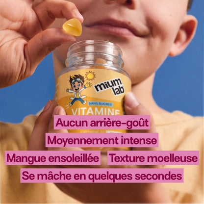 Gummies VITAMINE D SANS SUCRES ENFANTS | Immunité &amp; croissance osseuse | 30 jours 🧒