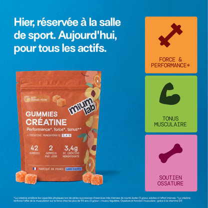 Gummies CRÉATINE ORANGE-PÊCHE SANS SUCRES | Performance à l&