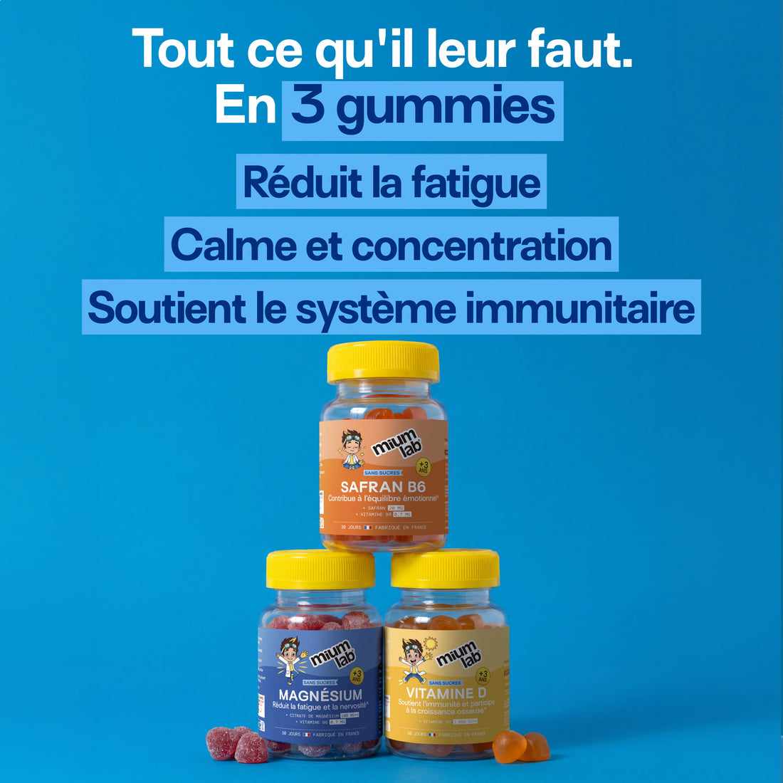 Pack Découverte Enfant | Safran B6, Vitamine D et Magnésium | 3 x 30 jours
