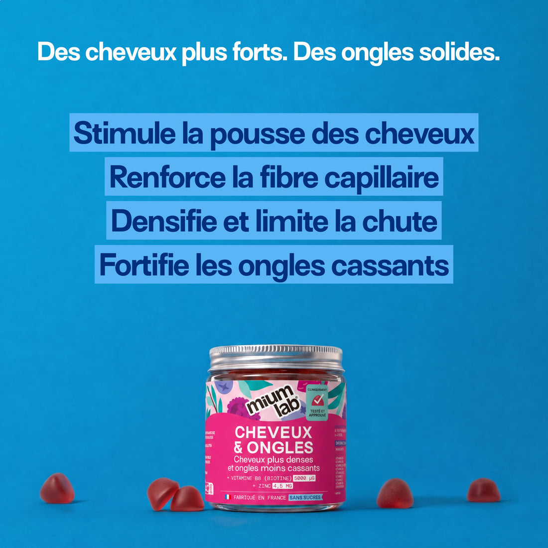Pack Gummies Cheveux et Ongles SANS SUCRES | Favorise la pousse | 4 x 21 jours