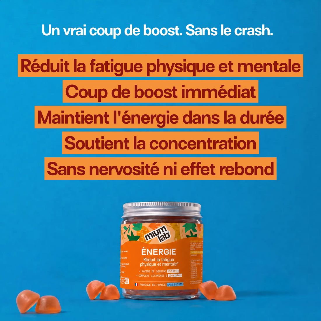 Gummies ÉNERGIE SANS SUCRES | Boost Physique et Mental | 21 jours