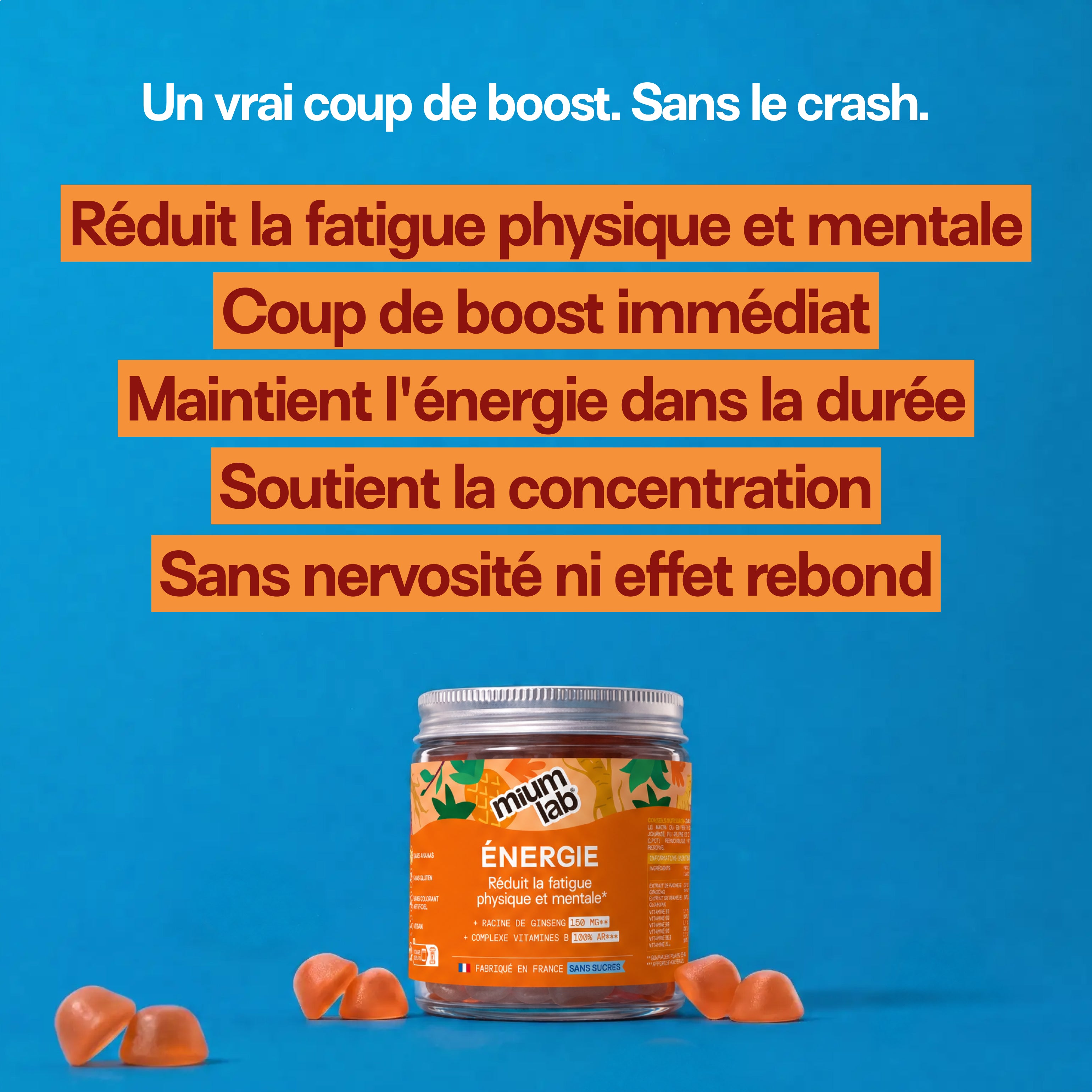 Gummies ÉNERGIE SANS SUCRES | Boost Physique et Mental | 21 jours
