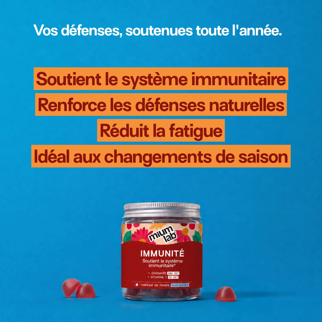 Gummies IMMUNITÉ SANS SUCRES | Système immunitaire | 21 jours
