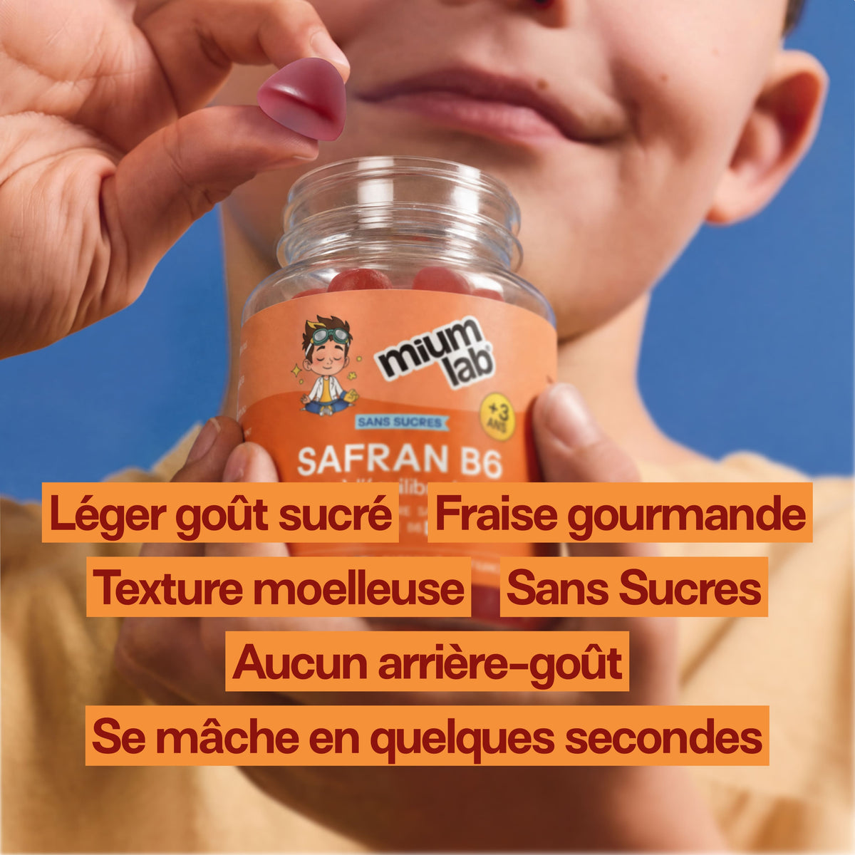 Gummies SAFRAN B6 FRAISE ENFANTS | Calme et concentration | 30 jours 🧒