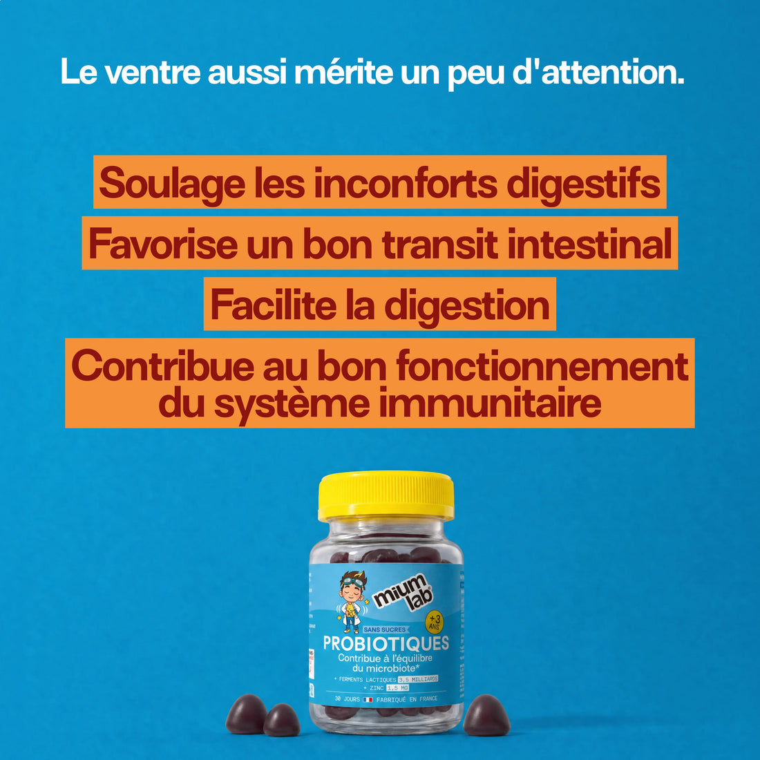Gummies PROBIOTIQUES SANS SUCRES ENFANTS | Confort digestif | 30 jours 🧒