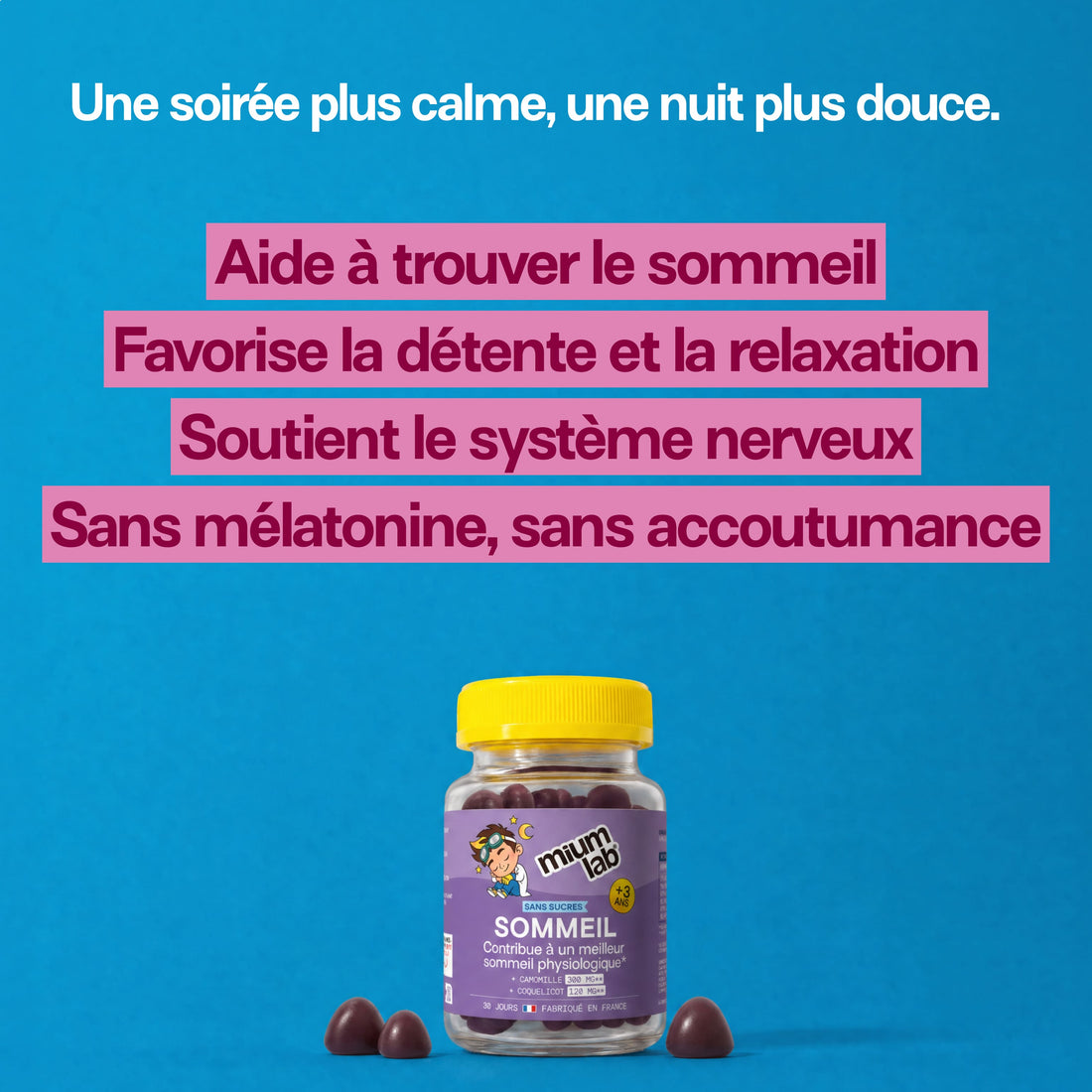 Gummies SOMMEIL SANS SUCRES ENFANTS | Qualité du sommeil | 30 jours 🧒