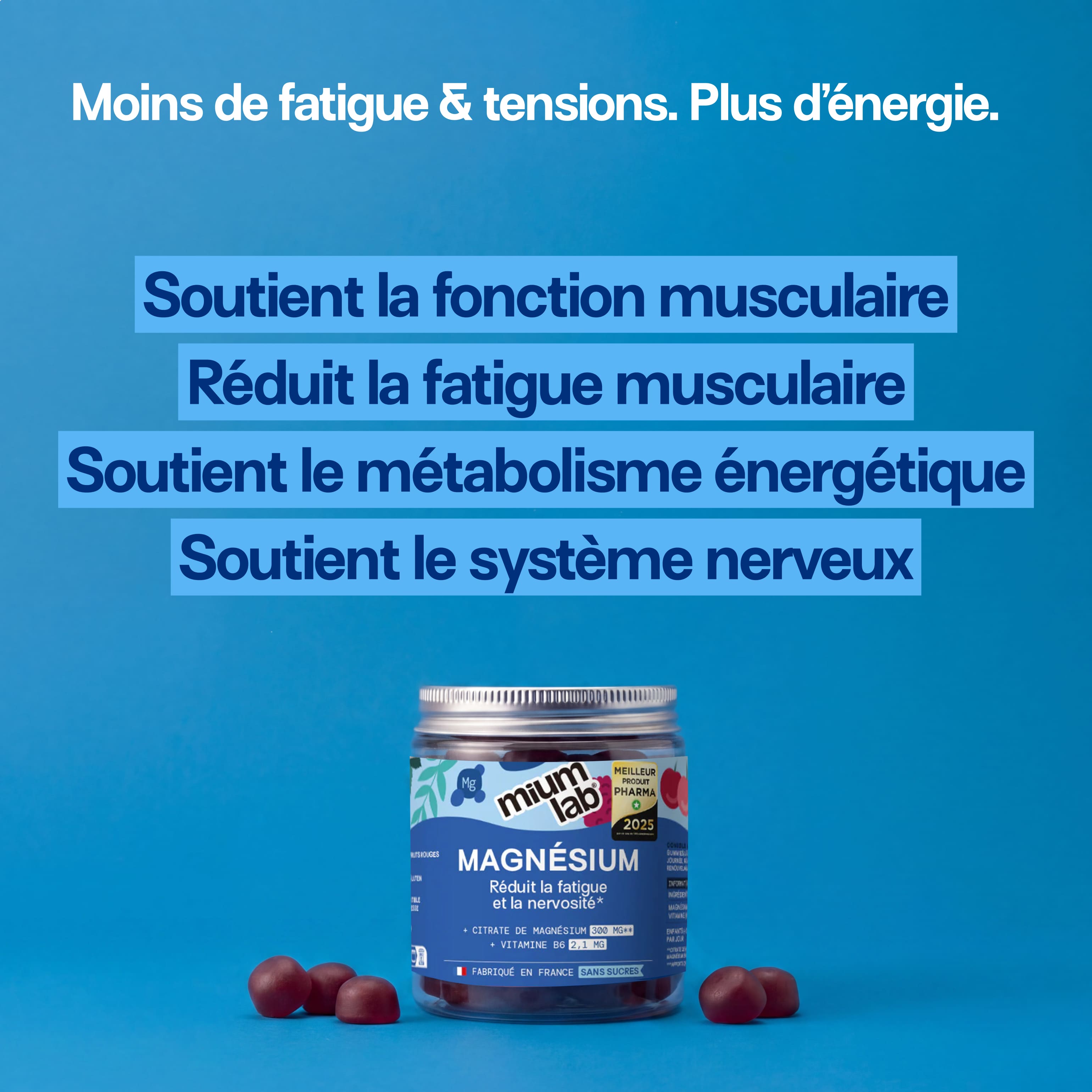 Pack Gummies MAGNÉSIUM SANS SUCRES | Fatigue et nervosité | 4 x 21 jours