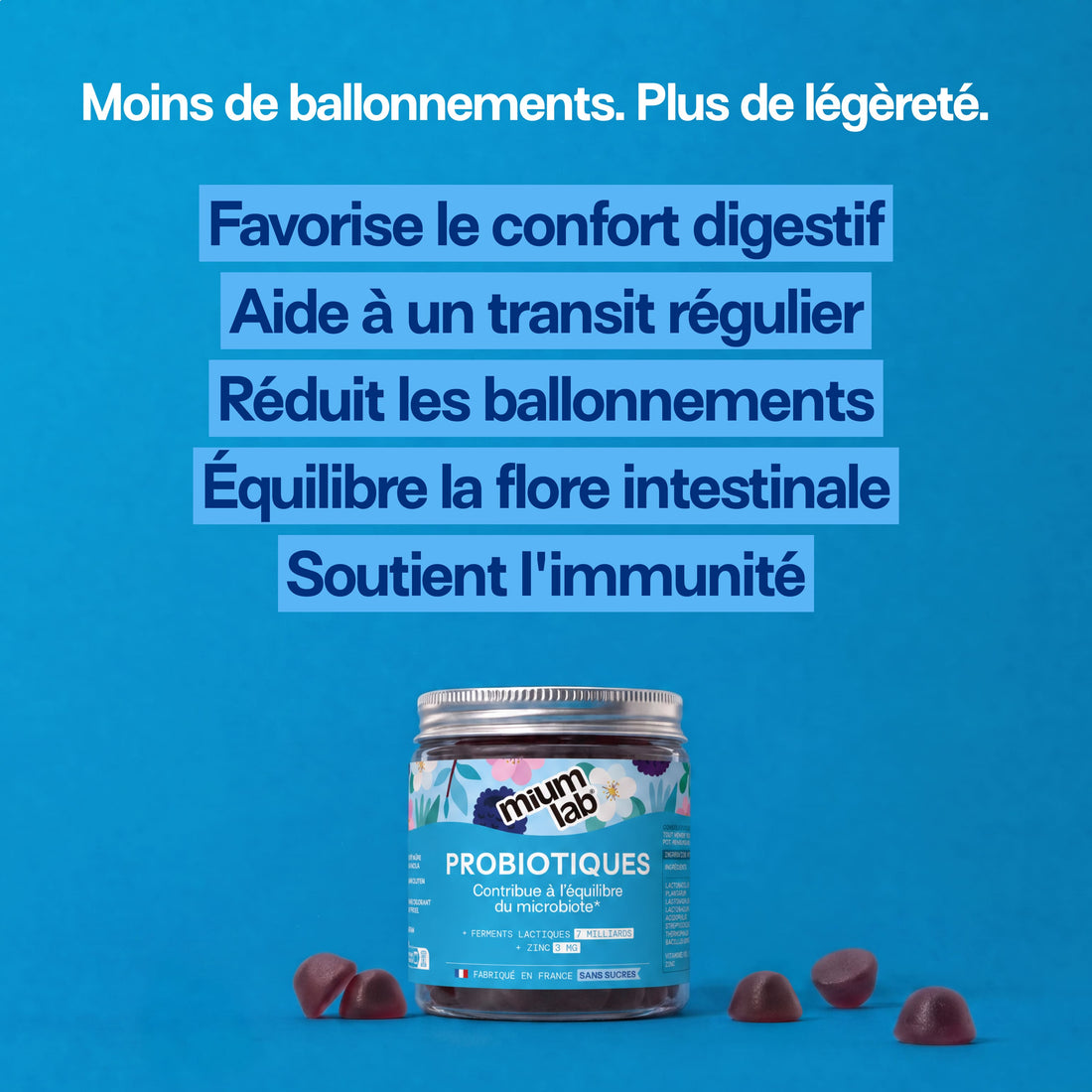 Pack Gummies Probiotiques SANS SUCRES | Confort digestif | 4 x 21 jours