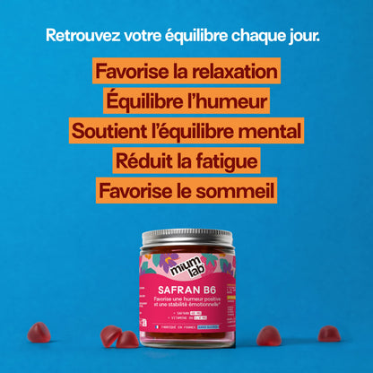Gummies SAFRAN B6 FRAISE | Calme et concentration | 21 jours
