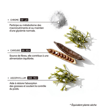 composition: chrome, caroube, ascophyllum