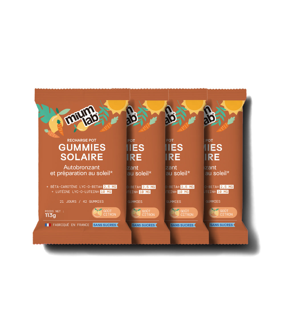 Pack 4 éco-recharges SOLAIRE SANS SUCRES | Améliore le bronzage | 21 jours