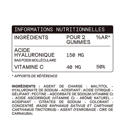 Gummies Acide Hyaluronique SANS SUCRES | Hydrate la peau | 21 jours