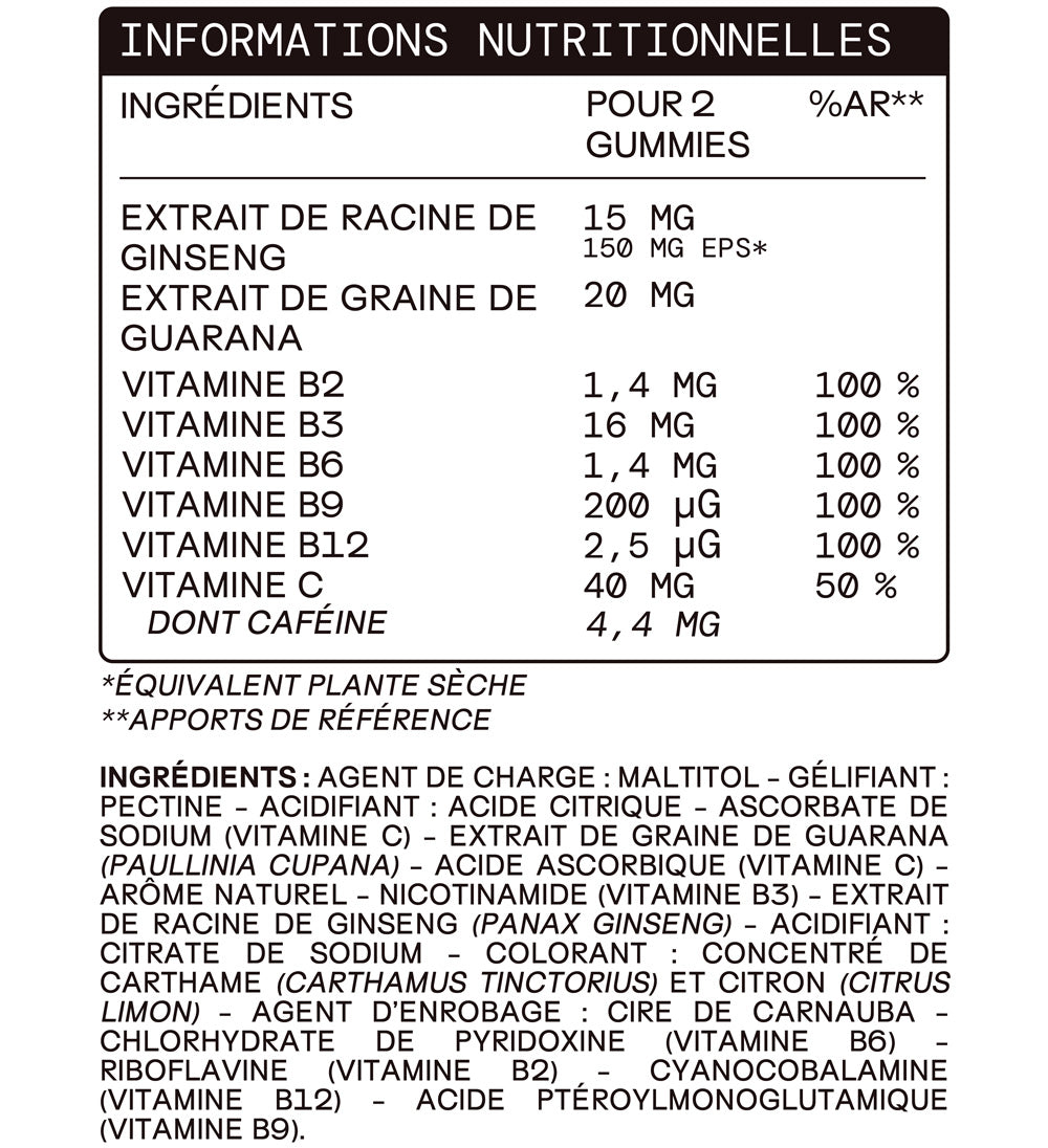 Gummies ÉNERGIE SANS SUCRES | Boost Physique et Mental | 21 jours