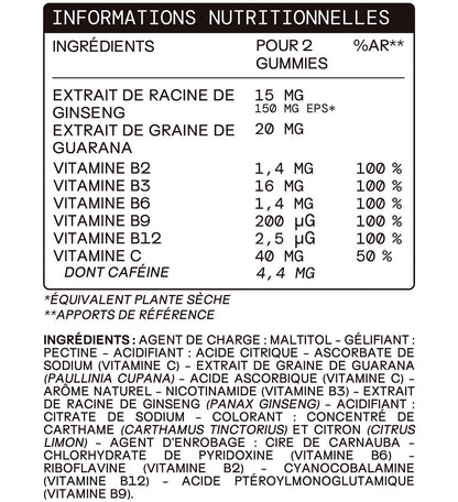 Gummies ÉNERGIE SANS SUCRES | Boost Physique et Mental | 21 jours