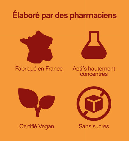 fabriqué en France, actifs hautement concentrés, vegan et sans sucres