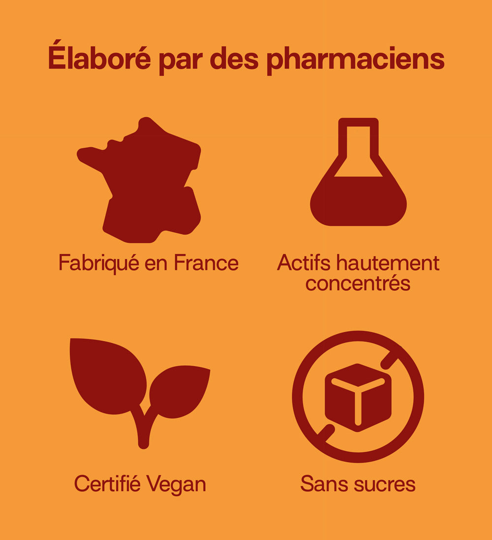 fabriqué en France, actifs hautement concentrés, vegan et sans sucres
