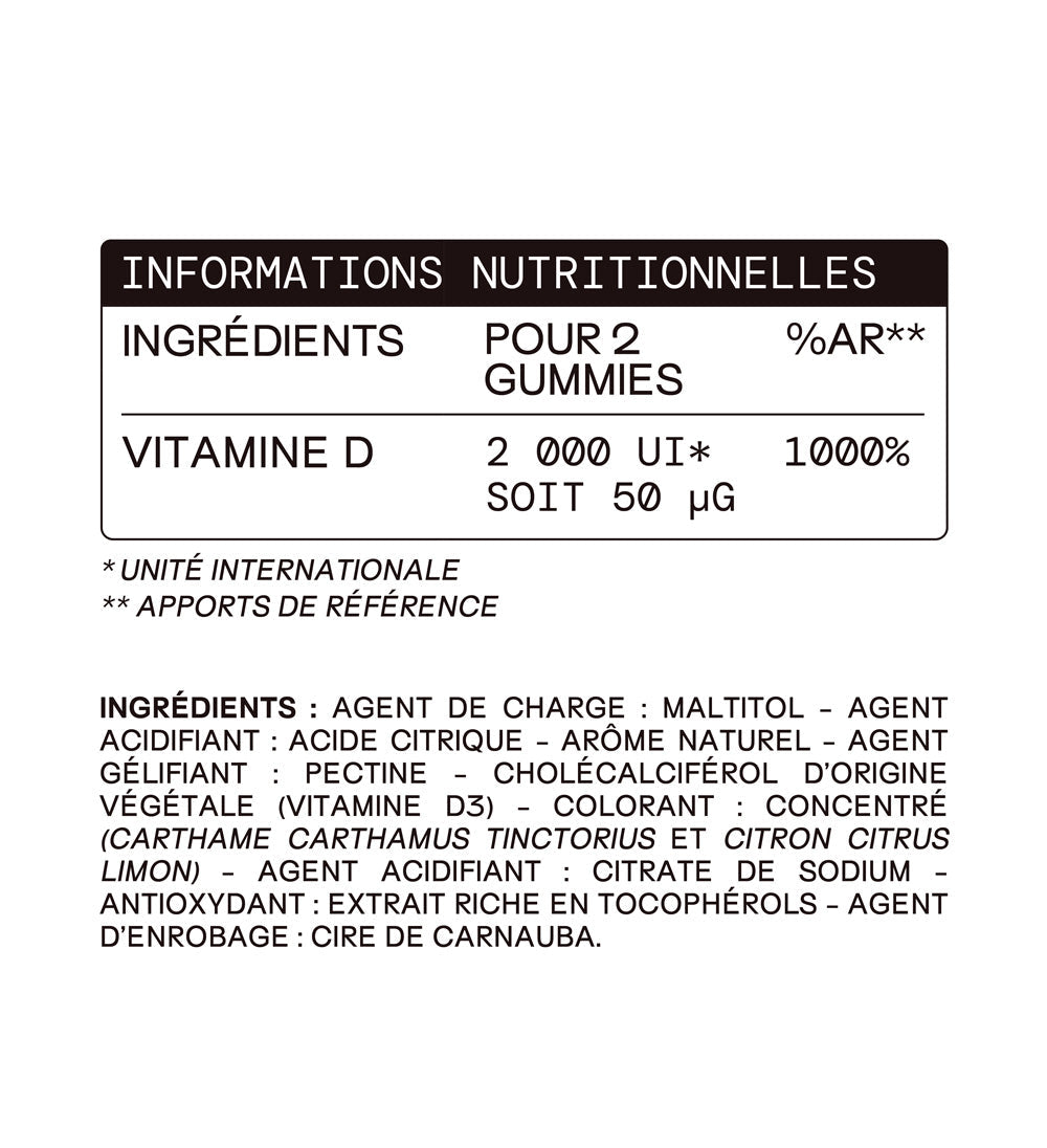 Gummies VITAMINE D SANS SUCRES ENFANTS | Immunité &amp; croissance osseuse | 30 jours 🧒